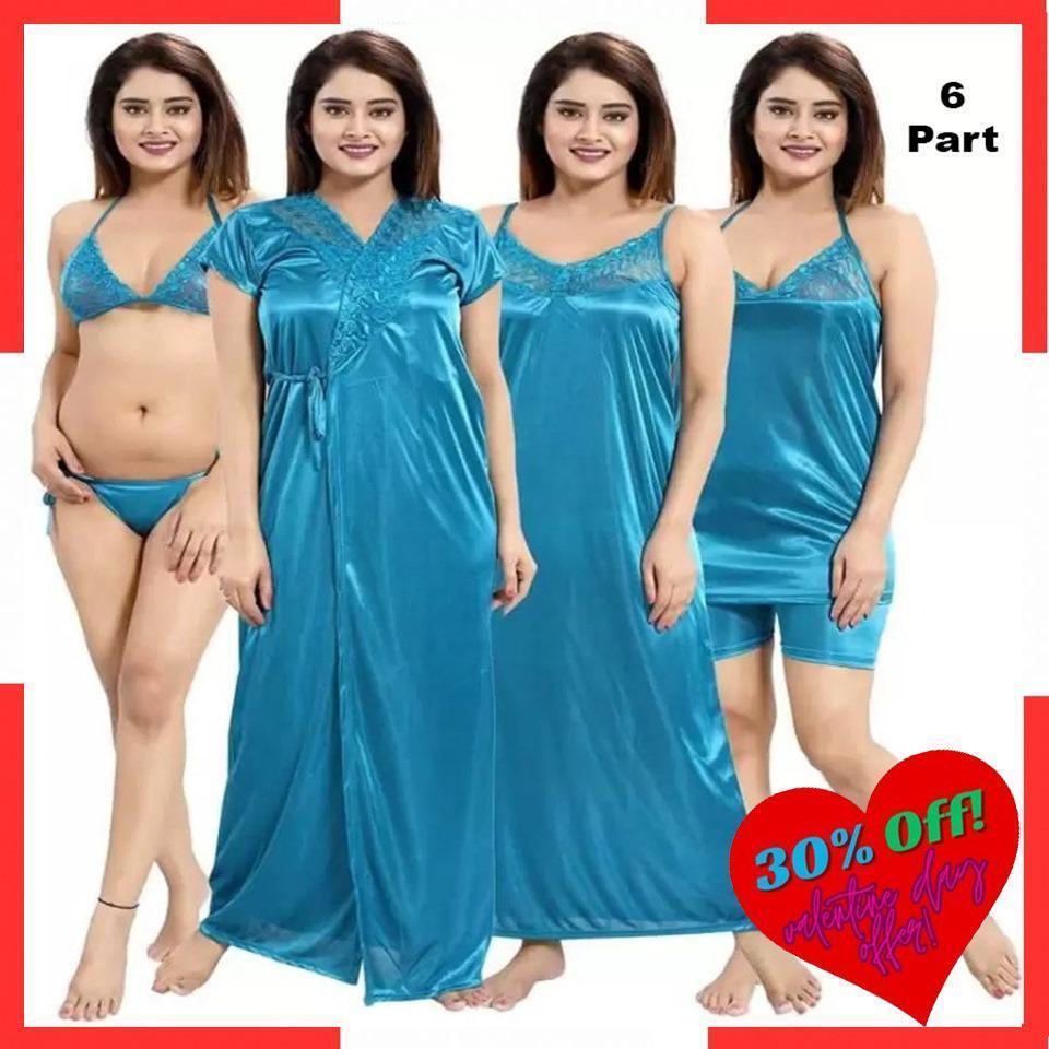 Stylish 6 Part Nighty Dress For Ladies