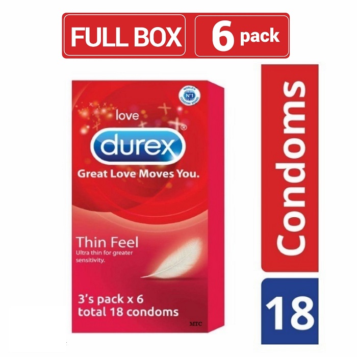 Durex Thin Feel condom 18 pcs box , Made in Thailand