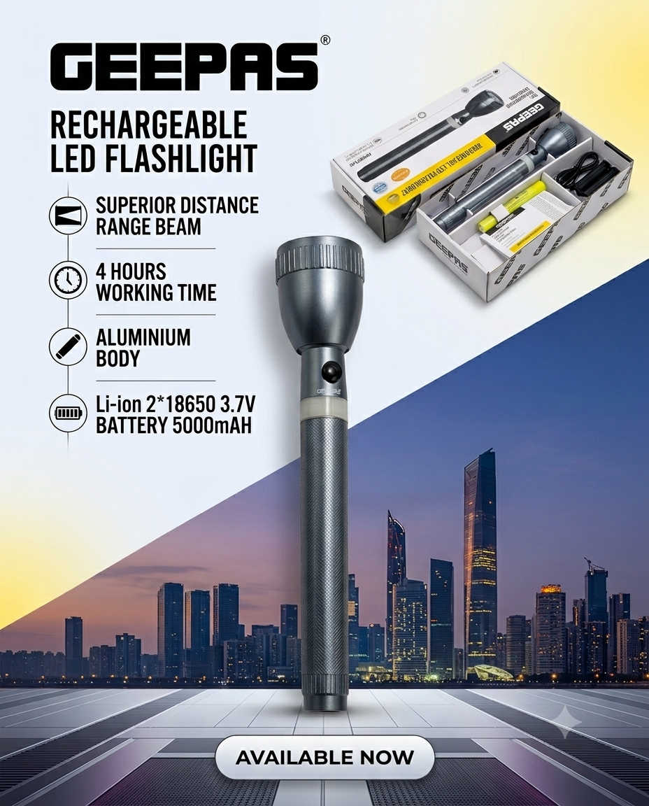 Geepas Rechargeable LED Flashlight