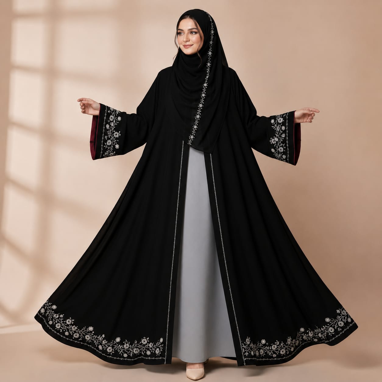 Premium Embroidery Etast Koti Burqa